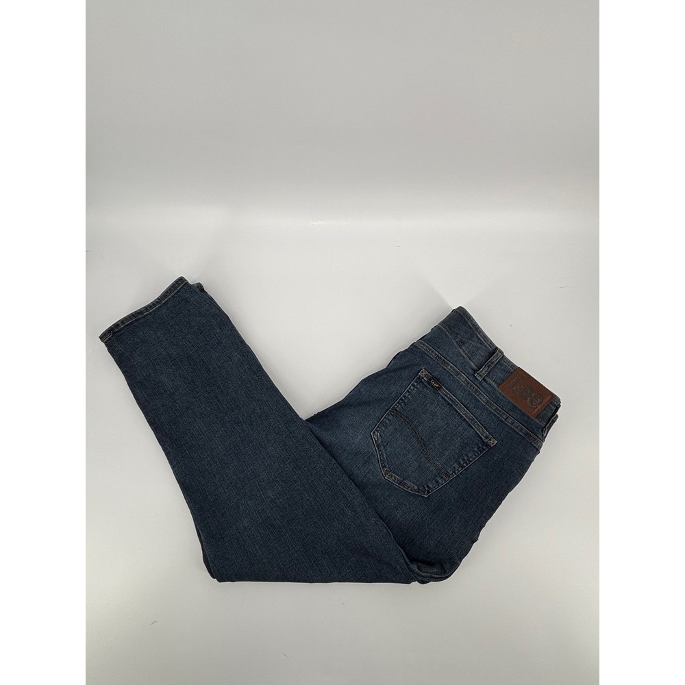 Lee Extreme Motion Mens 40x30 Straight Fit Tapered Leg Jeans Dark Wash Blue